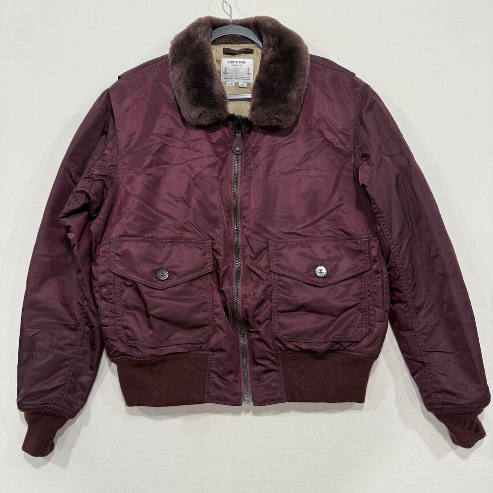 Schott 'PERFECTO BRAND' Flight Jacket Men's XL Nylon Bordeaux